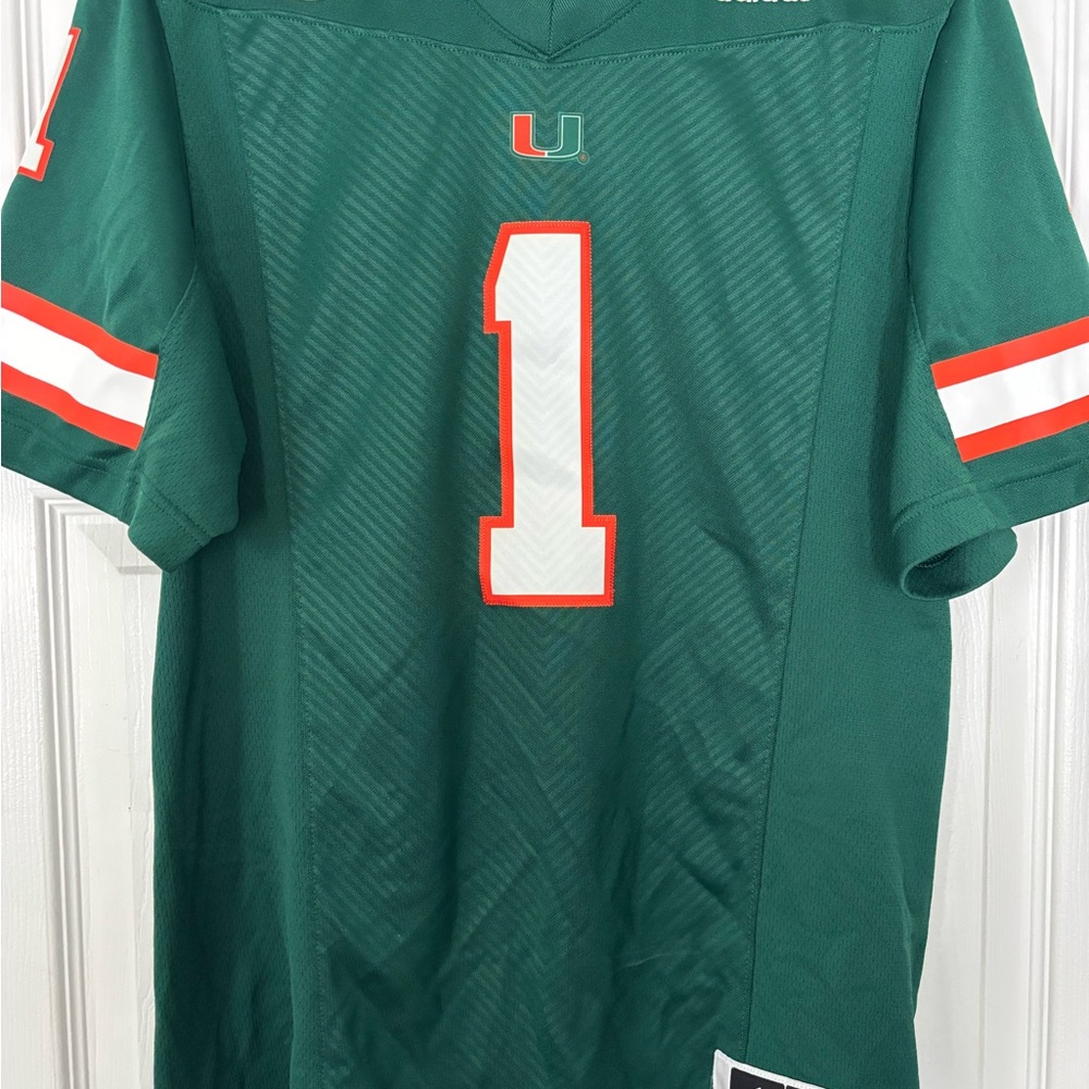 adidas Green Football Jersey with White & Orange Number